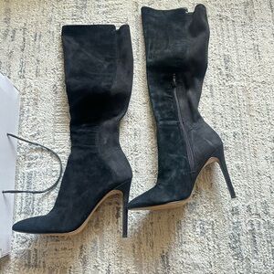 Aldo Black Suede Heeled Boots
